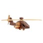 Wooden World Wooden Apache AH-64 Helicopter Model, Raw Natural Wood, Movable Propeller, 22×19×6.5 cm