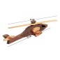 Wooden World Wooden Apache AH-64 Helicopter Model, Raw Natural Wood, Movable Propeller, 22×19×6.5 cm