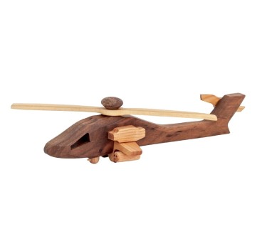 Wooden Apache AH-64 Helicopter Model 22×19×6.5 cm