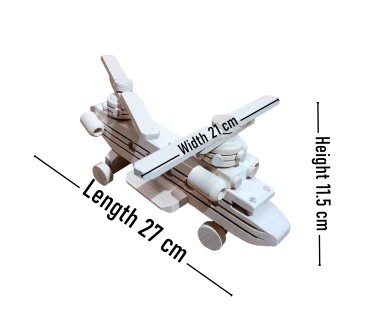 Wooden World Military Transport Helicopter, Wooden 3D Model, Raw Natural Wood, 27×21×11.5 cm