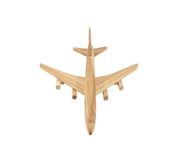 Wooden World Wooden Jumbo Jet Plane Model, Cherry Wood, 3D Decorative Display, 27.5×24×8 cm