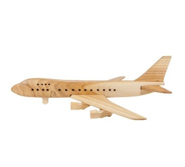 Wooden Jumbo Jet Plane Model Cherry Wood 27.5 cm