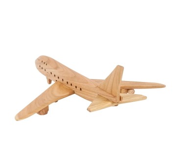 Wooden Jumbo Jet Plane Model Cherry Wood 27.5 cm