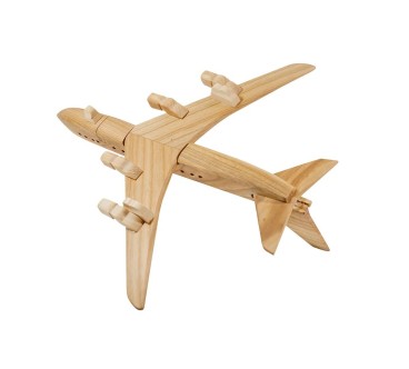 Wooden Jumbo Jet Plane Model Cherry Wood 27.5 cm