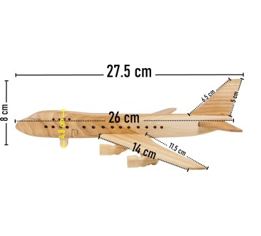 Wooden Jumbo Jet Plane Model Cherry Wood 27.5 cm
