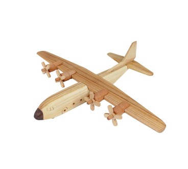 Wooden World Wooden Hercules Plane Model, Cherry Wood, 3D Decorative Display, 25×30×8 cm