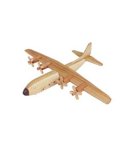 Wooden World Wooden Hercules Plane Model, Cherry Wood, 3D Decorative Display, 25×30×8 cm