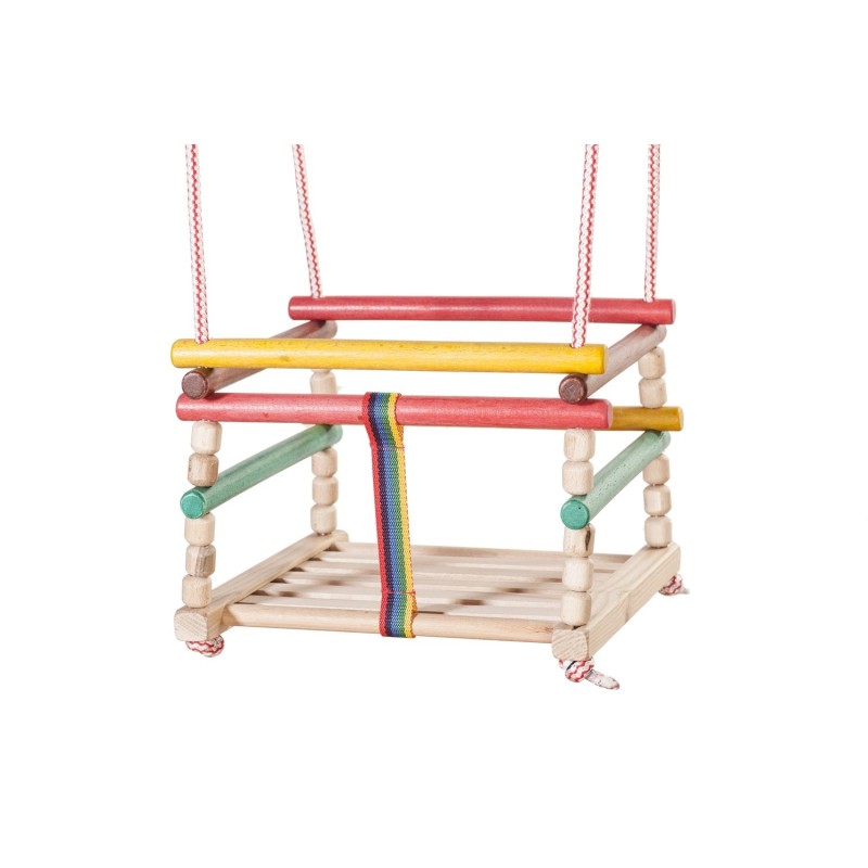 Wooden World Wooden Baby Swing, Indoor & Outdoor Use, Safety Seat, 32×32 cm, Max Load 20 kg