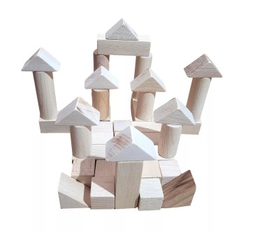 80 Wooden Blocks Set Beech Wood Craft Bricks