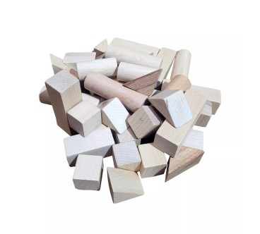 80 Wooden Blocks Set Beech Wood Craft Bricks