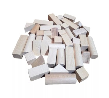 80 Wooden Blocks Set Beech Wood Craft Bricks