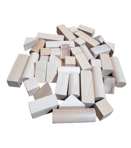 80 Wooden Blocks Set Beech Wood Craft Bricks