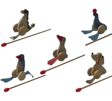 Push Along Wooden Dragon Toy Beech Wood