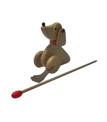Push Along Wooden Dog Toy Beech Wood