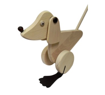 Push Along Wooden Dog Toy Beech Wood
