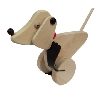 Push Along Wooden Dog Toy Beech Wood