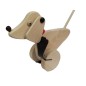Wooden World Push Along Wooden Dog Toy, Hand Painted, Beech Wood, Rolling Figure with Stick, 20×10×10 cm