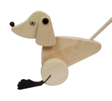 Push Along Wooden Dog Toy Beech Wood