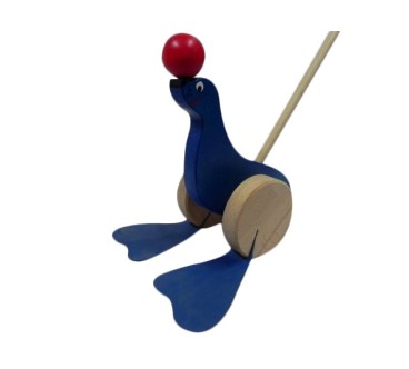 Push Along Wooden Seal Toy Beech Wood