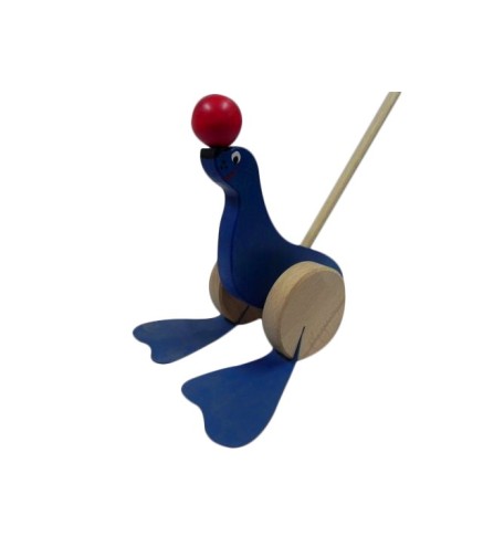 Push Along Wooden Seal Toy Beech Wood