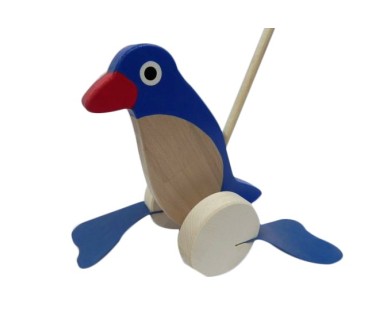 Push Along Wooden Penguin Toy Beech Wood