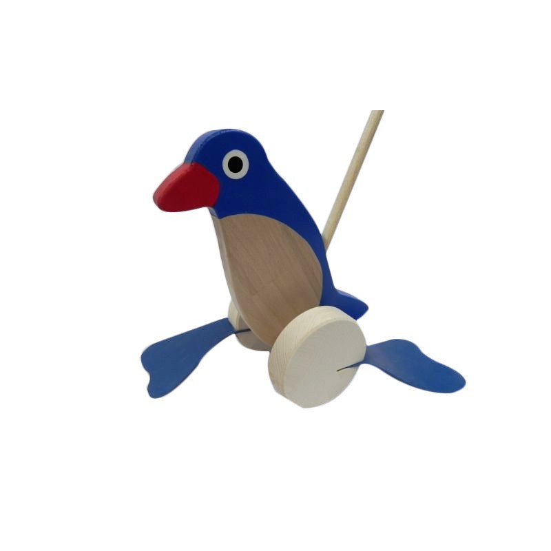 Wooden World Push Along Wooden Penguin Toy, Hand Painted, Beech Wood, Rolling Figure with Stick, 20×10×10 cm Wooden World Push Along Wooden Penguin Toy, Hand Painted, Beech Wood, Rolling Figure with Stick, 20×10×10 cm