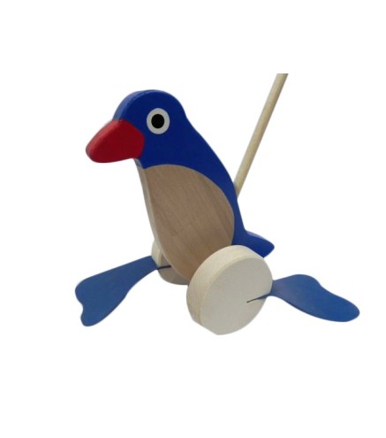 Push Along Wooden Penguin Toy Beech Wood