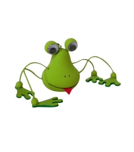 Wooden World Spring Wooden Frog Puppet, Handmade Bouncy Toy, Hanging Decoration & Gift