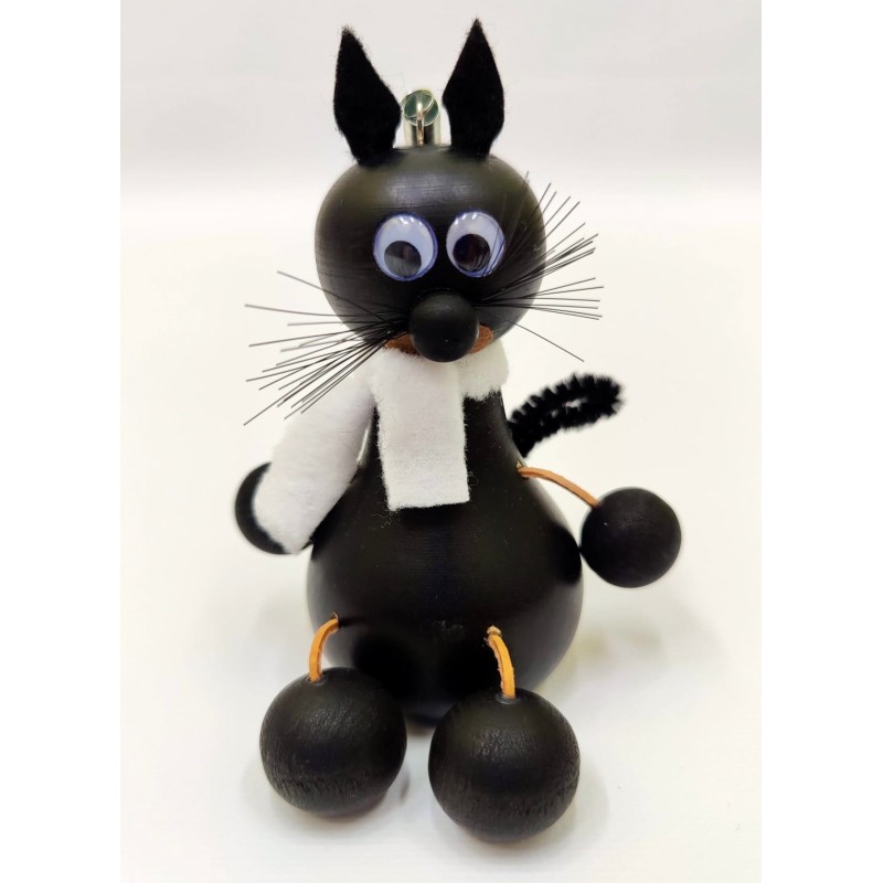 Wooden World Spring Wooden Black Cat Puppet, Handmade Bouncy Toy, Hanging Decoration & Gift Wooden World Spring Wooden Black Cat Puppet, Handmade Bouncy Toy, Hanging Decoration & Gift