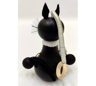Spring Wooden Black Cat Puppet Handmade Toy