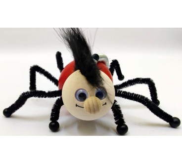 Spring Wooden Black Spider Puppet Handmade Toy