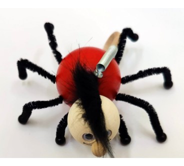 Spring Wooden Black Spider Puppet Handmade Toy