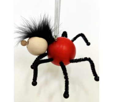 Spring Wooden Black Spider Puppet Handmade Toy