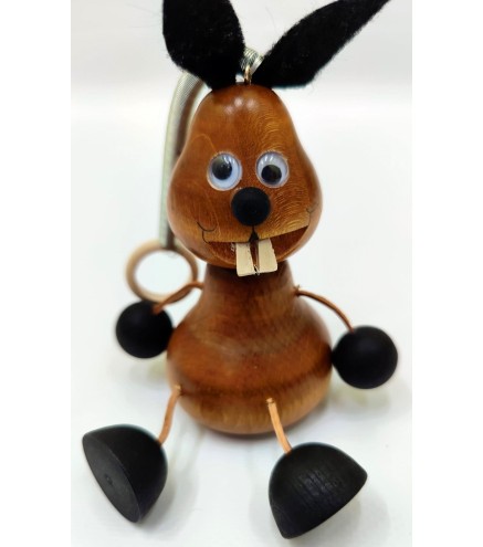 Spring Wooden Rabbit Puppet Handmade Toy
