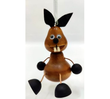 Spring Wooden Rabbit Puppet Handmade Toy