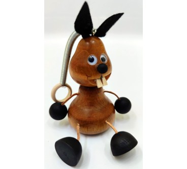 Spring Wooden Rabbit Puppet Handmade Toy