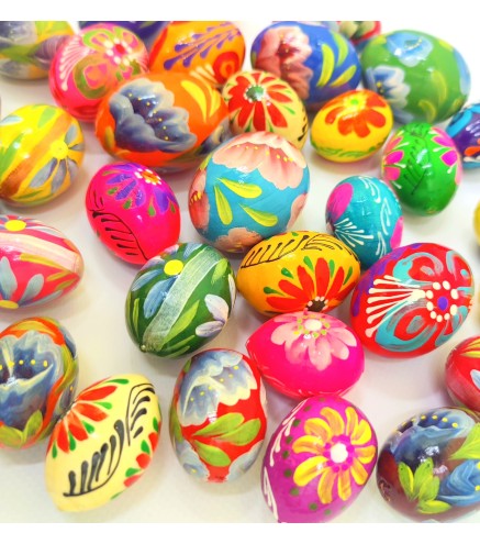 Wooden Hand Painted Eggs Set of 40 Beech Wood