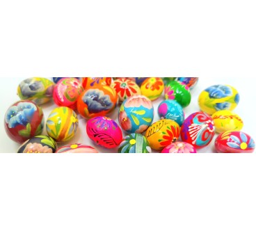 Wooden Hand Painted Eggs Set of 10 Beech Wood