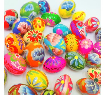 Wooden Hand Painted Eggs Set of 5 Beech Wood Medium Decorative Eggs