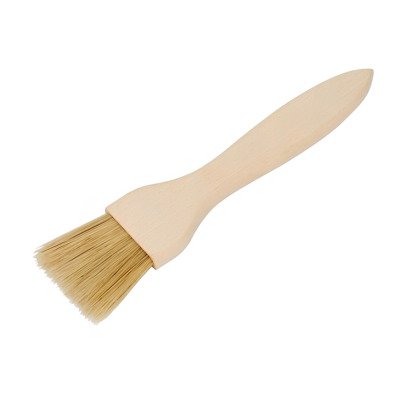 Extra Wide Flat Wooden Pastry Brush Beech Wood with Natural Bristles Basting Glazing BBQ
