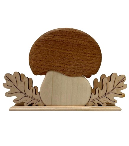 Wooden Napkin Holder Mushroom Shape Mixed Wood