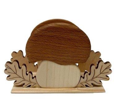 Wooden Napkin Holder Mushroom Shape Mixed Wood
