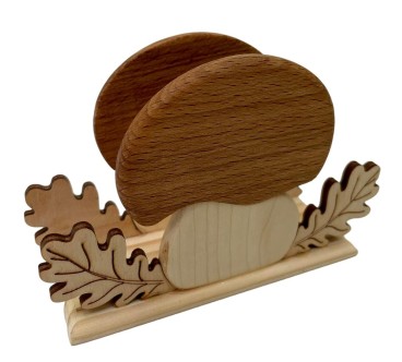 Wooden Napkin Holder Mushroom Shape Mixed Wood