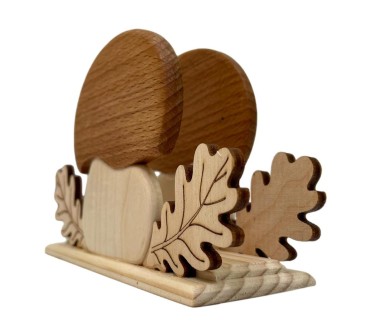 Wooden Napkin Holder Mushroom Shape Mixed Wood