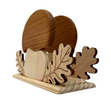 Wooden Napkin Holder Mushroom Shape Mixed Wood