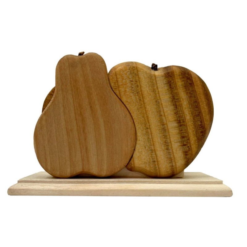 Wooden Napkin Holder Apple Pear Shape Mixed Wood Smooth Finished Table Accessory Wooden Napkin Holder Apple Pear Shape Mixed Wood Smooth Finished Table Accessory