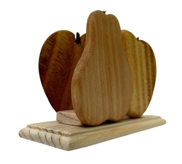 Wooden Napkin Holder Apple Pear Shape Mixed Wood