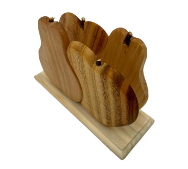 Wooden Napkin Holder Apple Pear Shape Mixed Wood