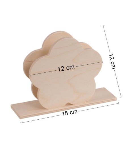 Wooden Napkin Holder Flower Shape Unpainted Craft Holder Plain White Wood