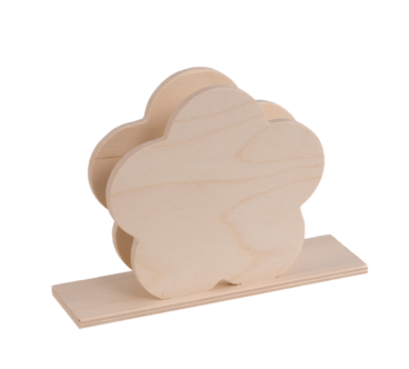 Wooden Napkin Holder Flower Shape Unpainted Craft